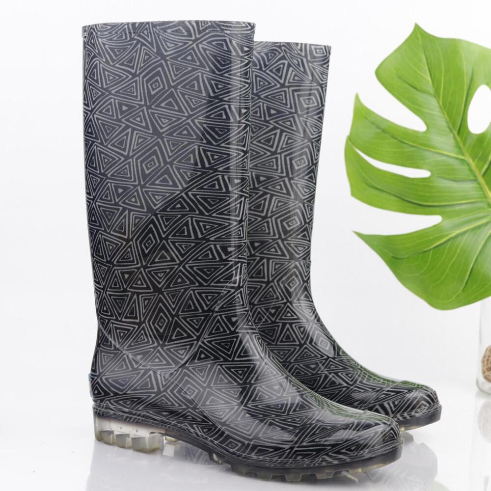 TOMS Womens Cabrilla Rain Boots Size 10 Tall Black Rubber Knee‎ High Waterproof